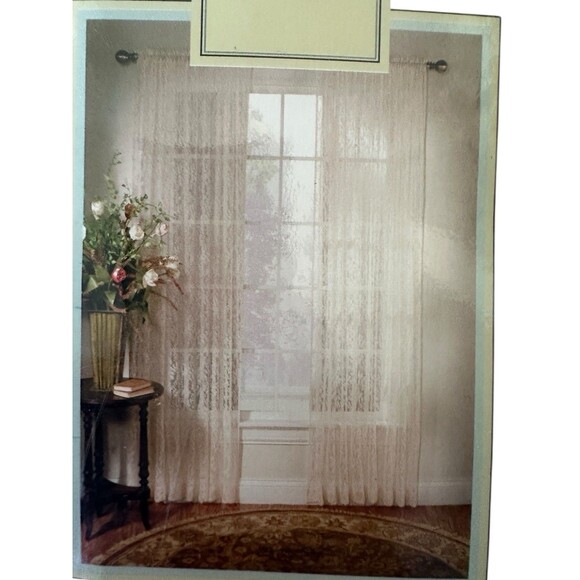 NorthCrest Vintage Lace Curtain Panel 60x84 Ivory Rod Pocket Sheer Window Panel - Picture 12 of 13